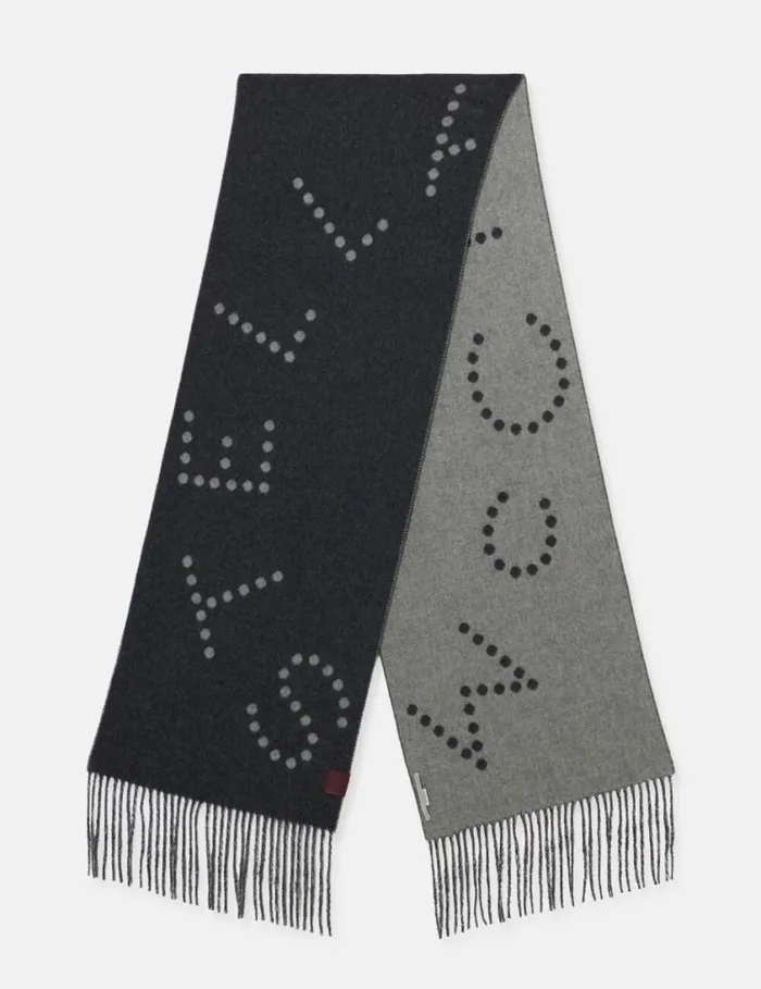 Women Moniker Print Logo Scarf Grey Stella McCartney Knitwear