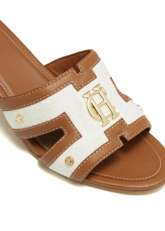 Women Monogram Mule Tan Canvas Holland Cooper Sandals and Slides