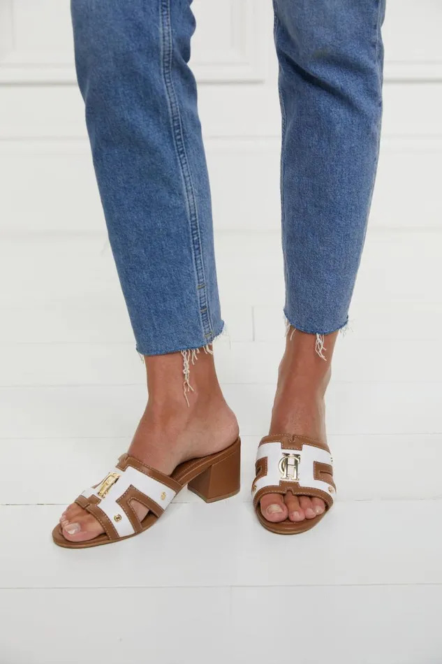 Women Monogram Mule Tan Canvas Holland Cooper Sandals and Slides