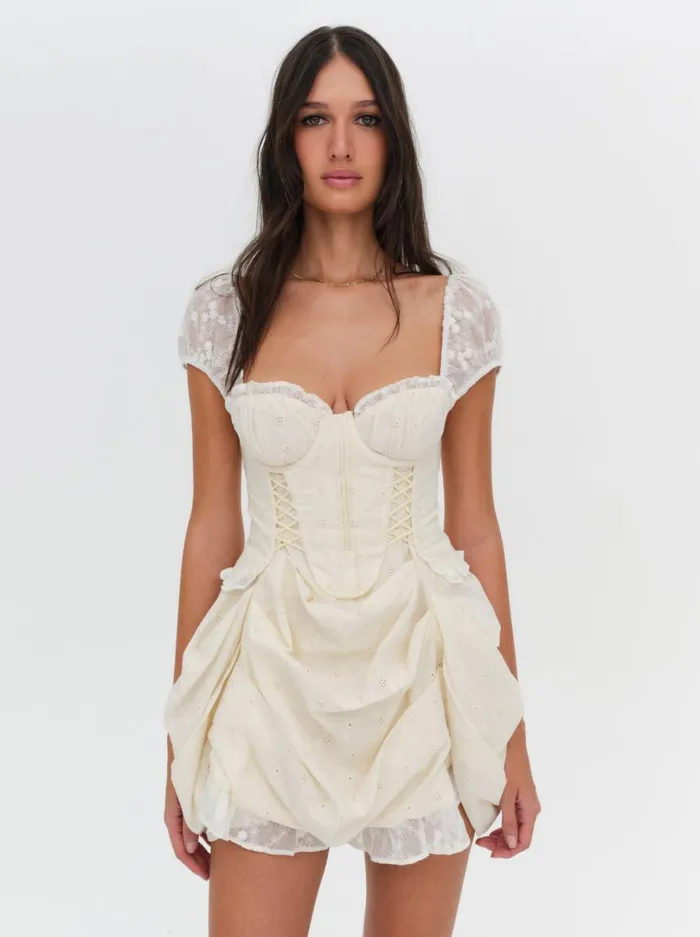 Women Morgan Mini Dress Beige For Love and Lemons Dresses