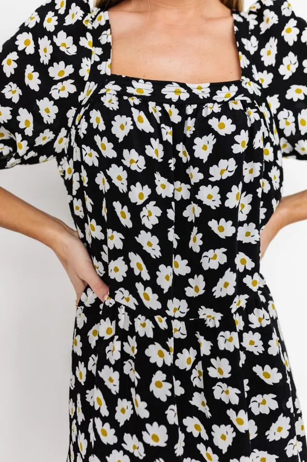 Women Moxie Short Dress Black Daisy Print Baltic Born Bump Friendly Women Moxie Short Dress Black Daisy Print Baltic Born Bump Friendly