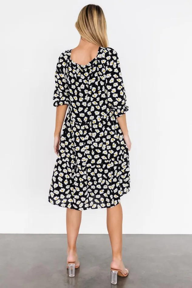 Women Moxie Short Dress Black Daisy Print Baltic Born Bump Friendly Women Moxie Short Dress Black Daisy Print Baltic Born Bump Friendly