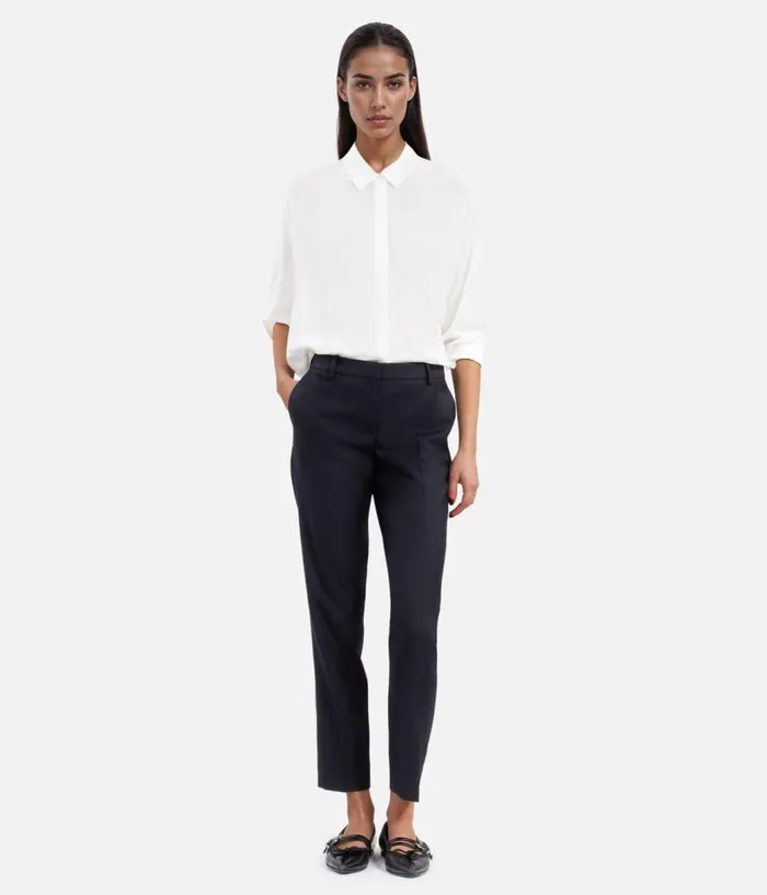 Women Navy Blue Wool Suit Pants Tailored Cut THE KOOPLES Blazers and Suits
