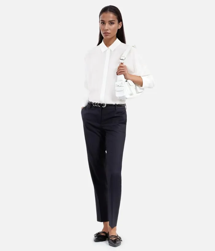 Women Navy Blue Wool Suit Pants Tailored Cut THE KOOPLES Blazers and Suits