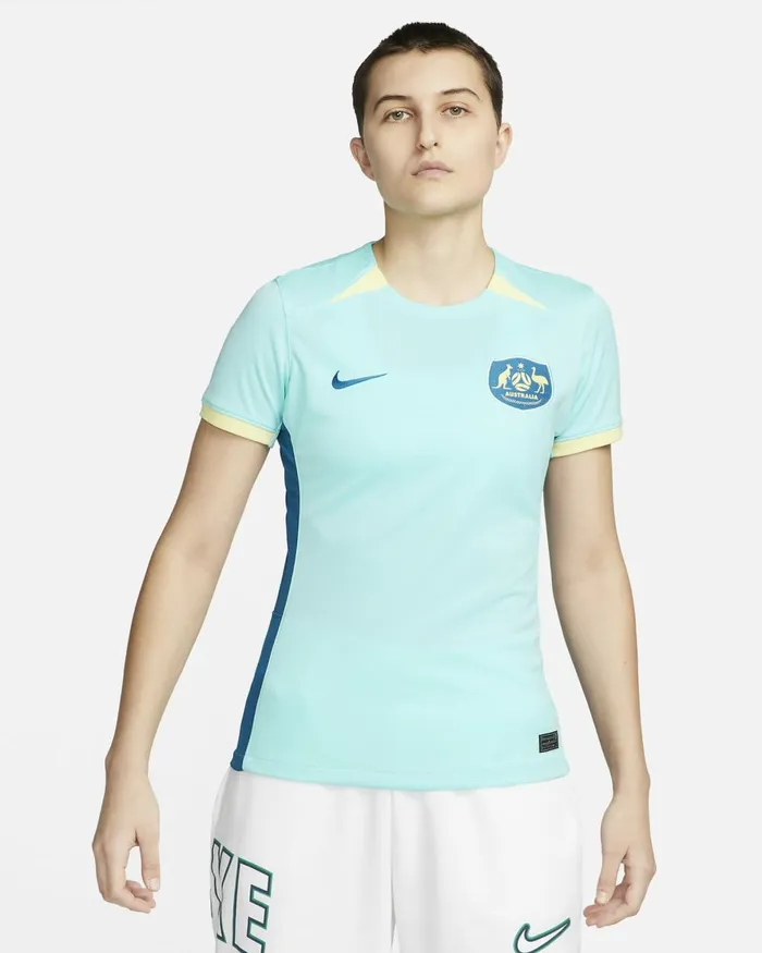 Women Nike All Clothing Australia 2023 Stadium Away Hyper Turquoisegreen Abysslight Citrongreen Abyss