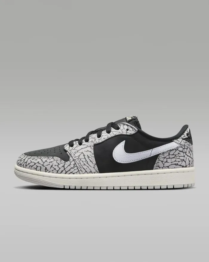 Women Nike All Shoes Air Jordan 1 Low OG Blacktech Greywhitemuslin