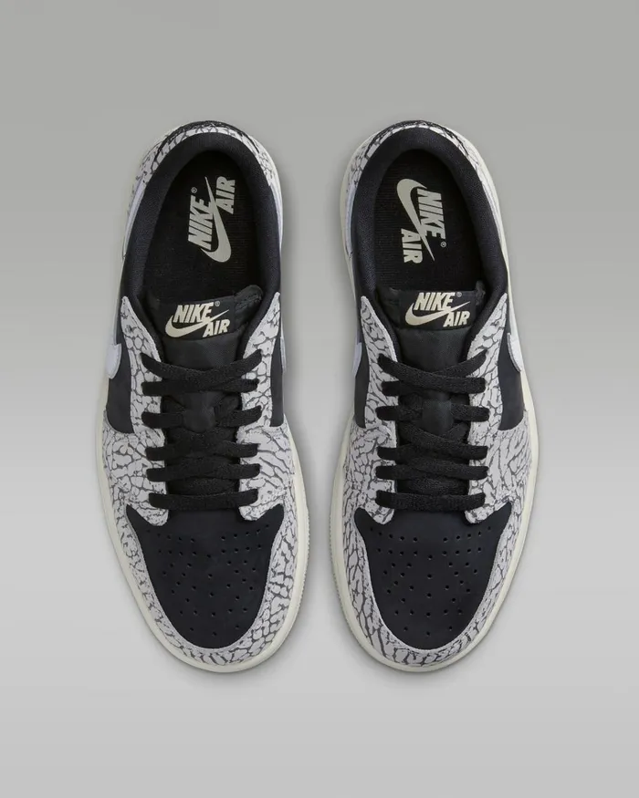Women Nike All Shoes Air Jordan 1 Low OG Blacktech Greywhitemuslin