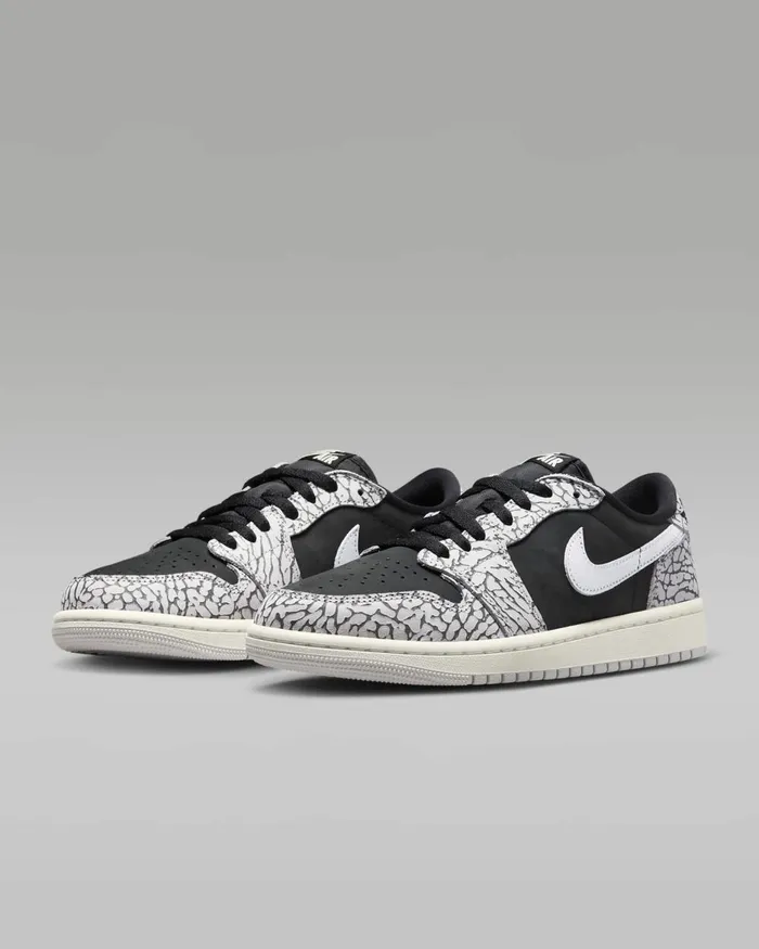 Women Nike All Shoes Air Jordan 1 Low OG Blacktech Greywhitemuslin
