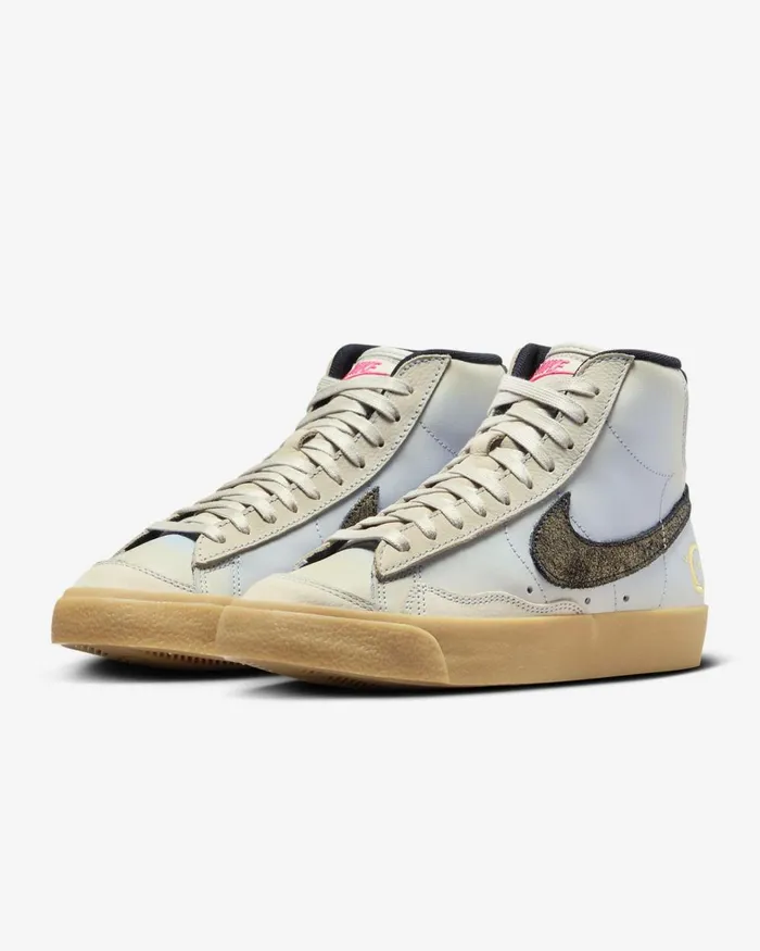 Women Nike All Shoes Blazer Mid 03977 Premium Light Orewood Browntopaz Goldblue Whispergum Yellow