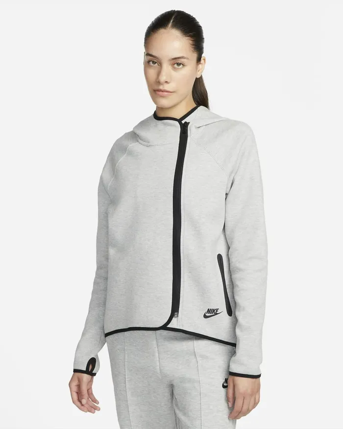 Women Nike Hoodies And Sweatshirts Sportswear Tech Fleece OG Dark Grey Heatherblack