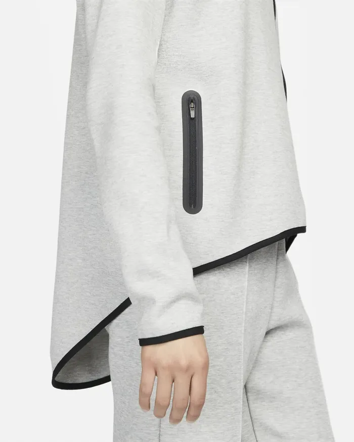 Women Nike Hoodies And Sweatshirts Sportswear Tech Fleece OG Dark Grey Heatherblack