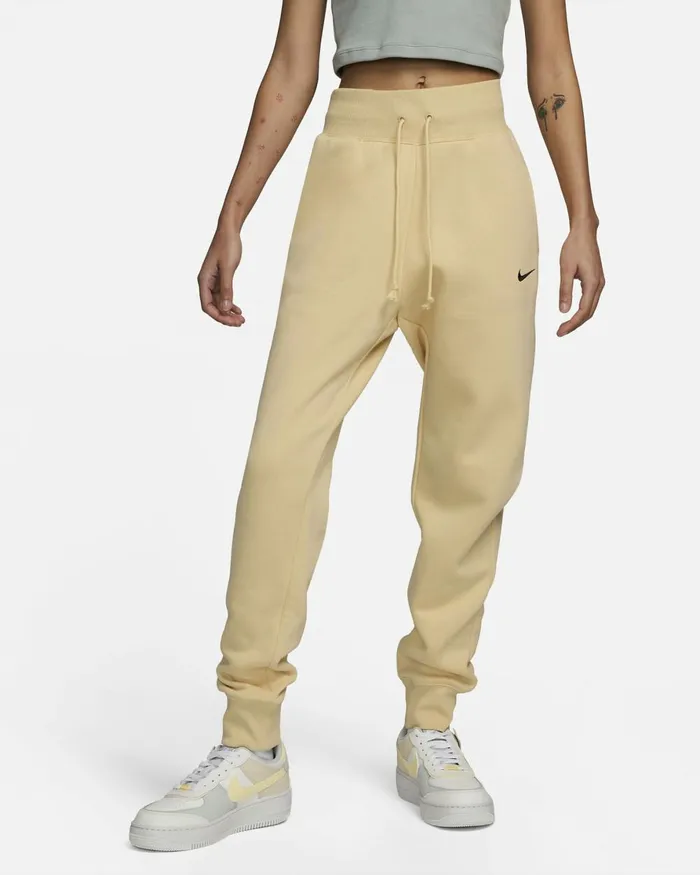 Women Nike Trousers Sportswear Phoenix Fleece Pale Vanillablack
