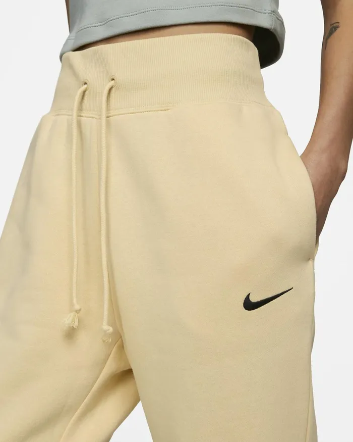 Women Nike Trousers Sportswear Phoenix Fleece Pale Vanillablack