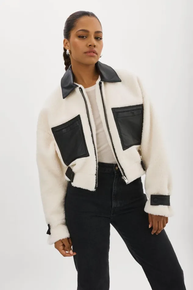 Women NOLA Sherpa Jacket Off White LAMARQUE Sherpa
