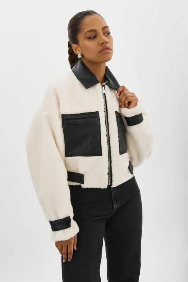Women NOLA Sherpa Jacket Off White LAMARQUE Sherpa