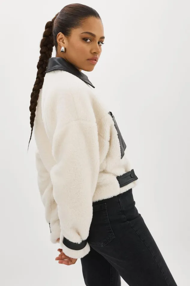 Women NOLA Sherpa Jacket Off White LAMARQUE Sherpa