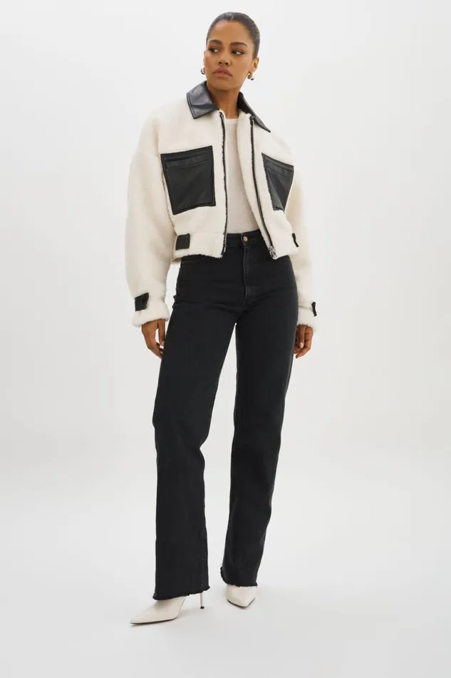 Women NOLA Sherpa Jacket Off White LAMARQUE Sherpa