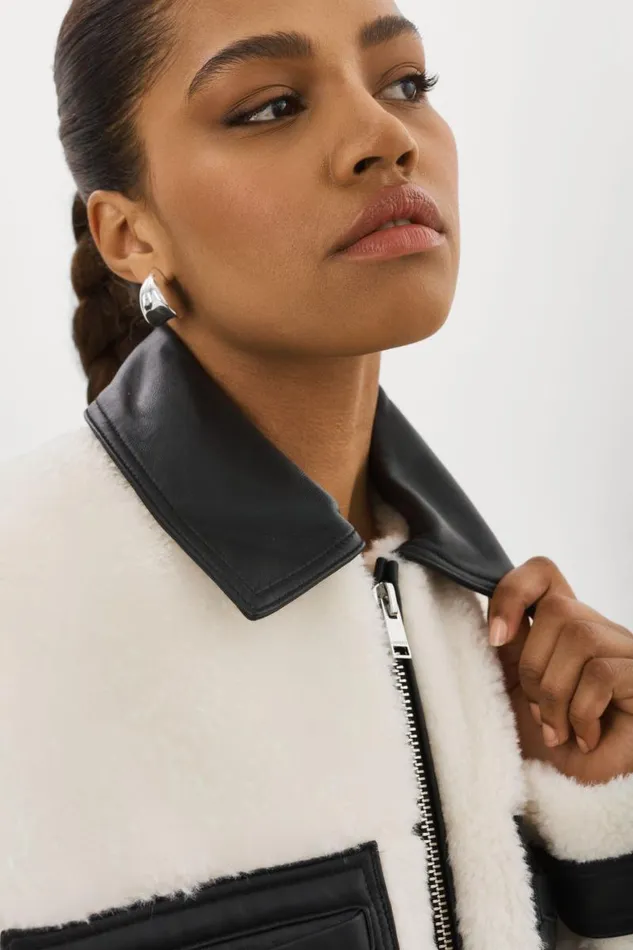 Women NOLA Sherpa Jacket Off White LAMARQUE Sherpa