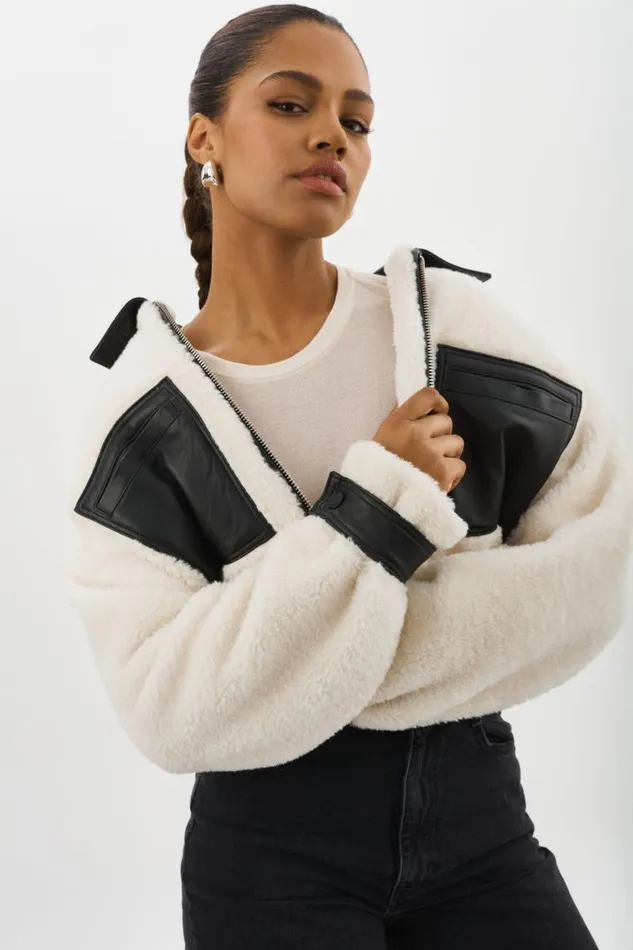 Women NOLA Sherpa Jacket Off White LAMARQUE Sherpa