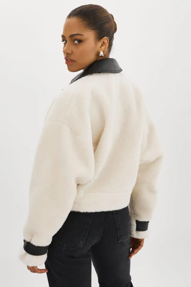 Women NOLA Sherpa Jacket Off White LAMARQUE Sherpa