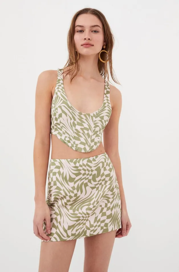 Women Nomi Corset Top Green For Love and Lemons Tops