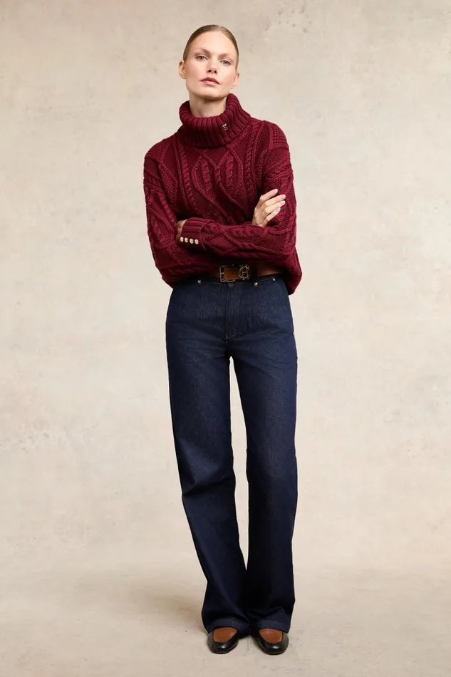 Women Noveli Cable Knit Wine Holland Cooper Knitwear