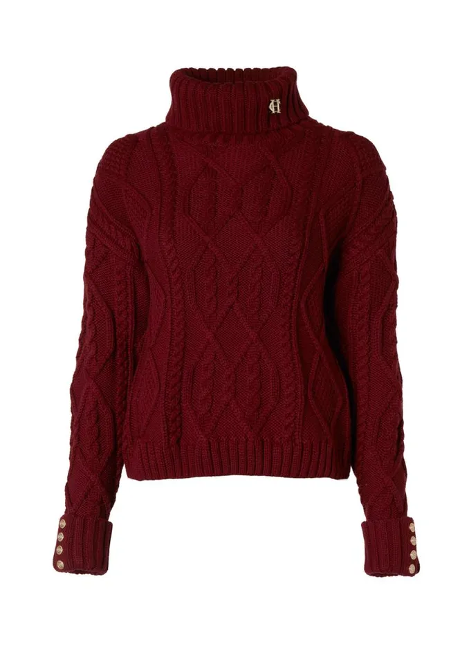 Women Noveli Cable Knit Wine Holland Cooper Knitwear