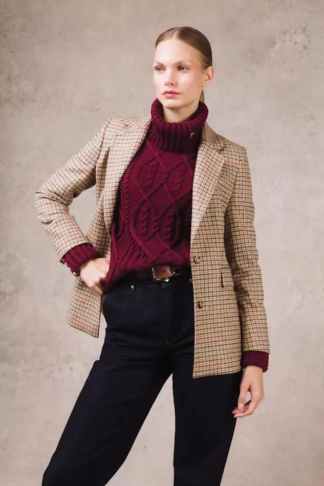 Women Noveli Cable Knit Wine Holland Cooper Knitwear