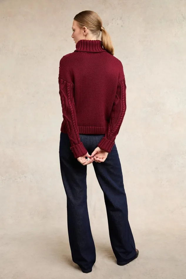 Women Noveli Cable Knit Wine Holland Cooper Knitwear