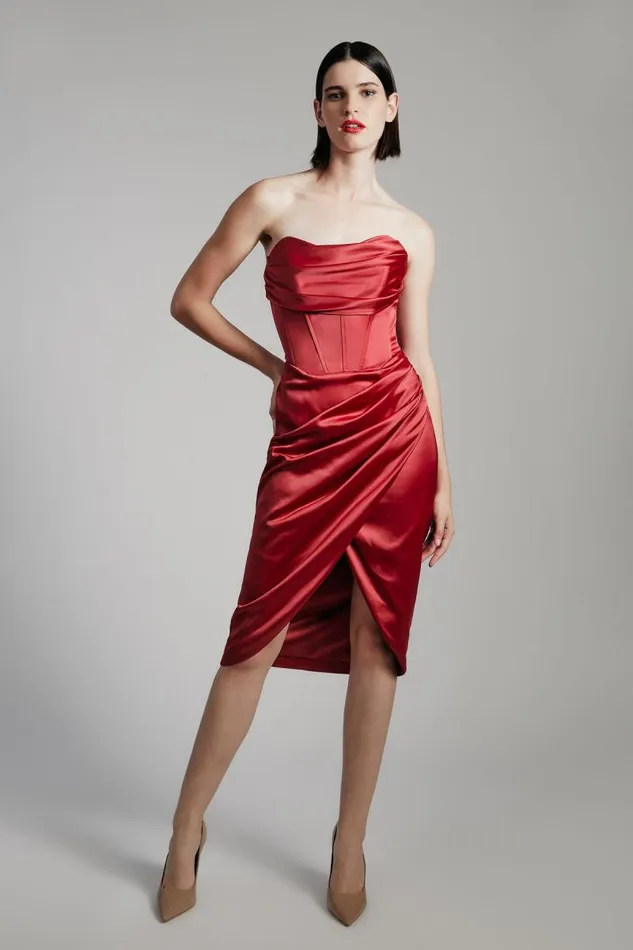 Women Occasion Dresses Bardot Jamila Corset Dress In Burgundy Burgundy
