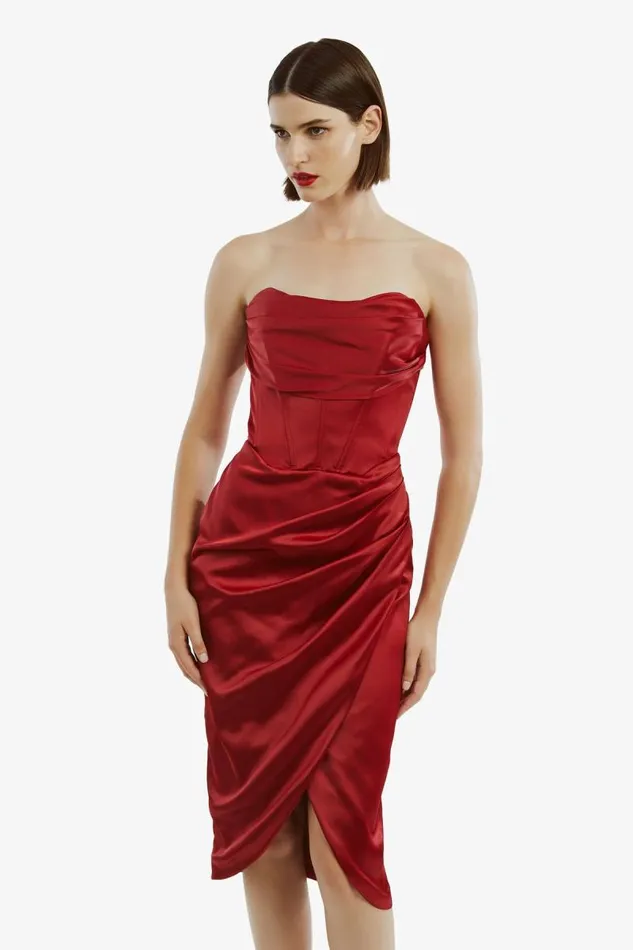 Women Occasion Dresses Bardot Jamila Corset Dress In Burgundy Burgundy Women Occasion Dresses Bardot Jamila Corset Dress In Burgundy Burgundy