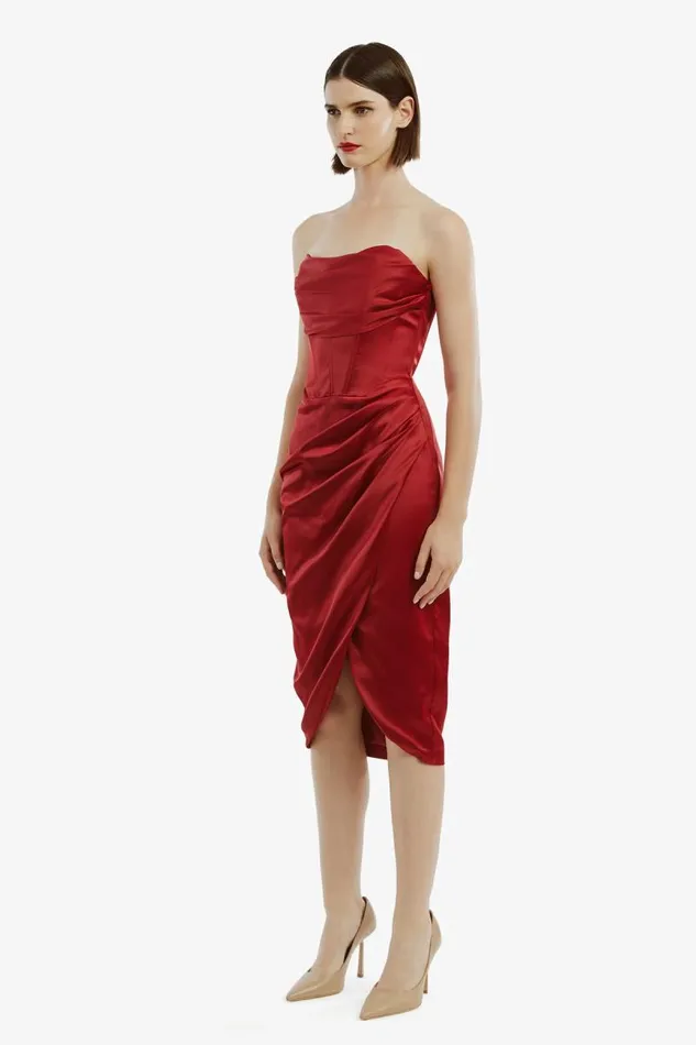 Women Occasion Dresses Bardot Jamila Corset Dress In Burgundy Burgundy Women Occasion Dresses Bardot Jamila Corset Dress In Burgundy Burgundy