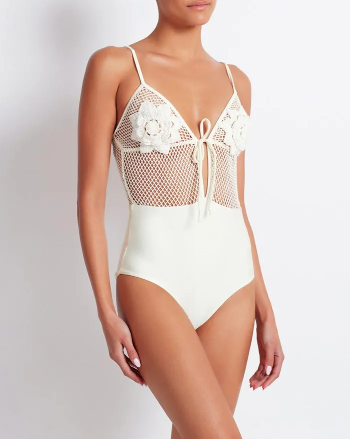 Women One Pieces PatBO Floral Crochet One Piece FINAL SALE Ivory
