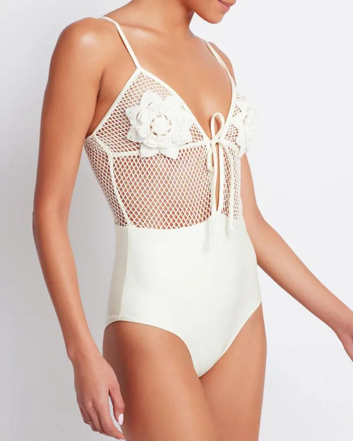 Women One Pieces PatBO Floral Crochet One Piece FINAL SALE Ivory