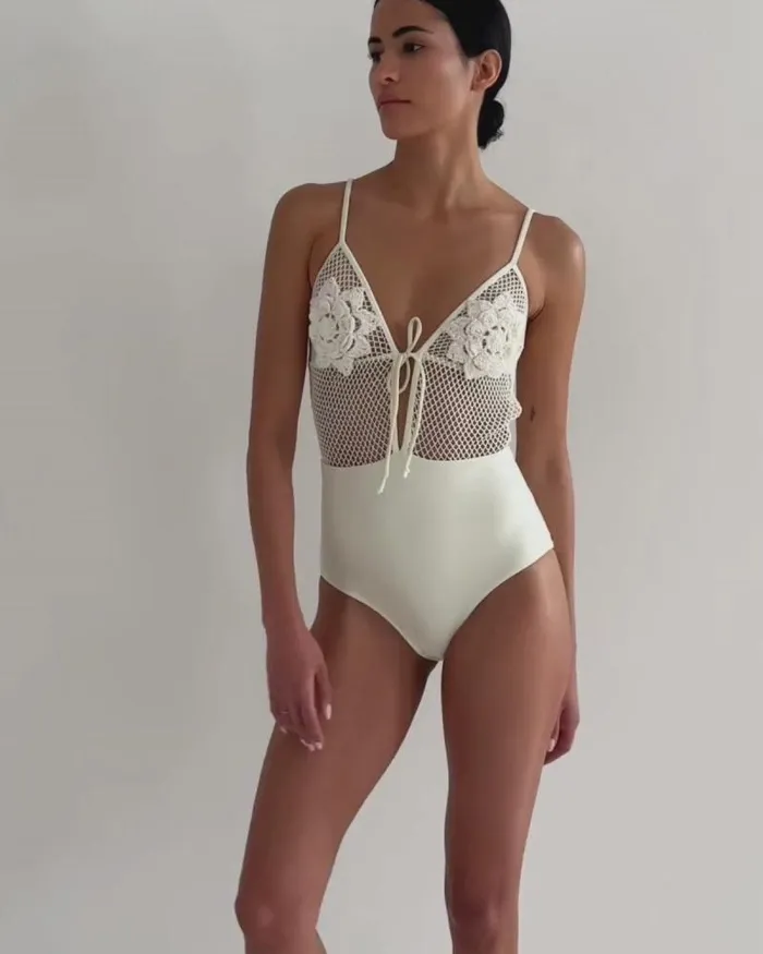 Women One Pieces PatBO Floral Crochet One Piece FINAL SALE Ivory