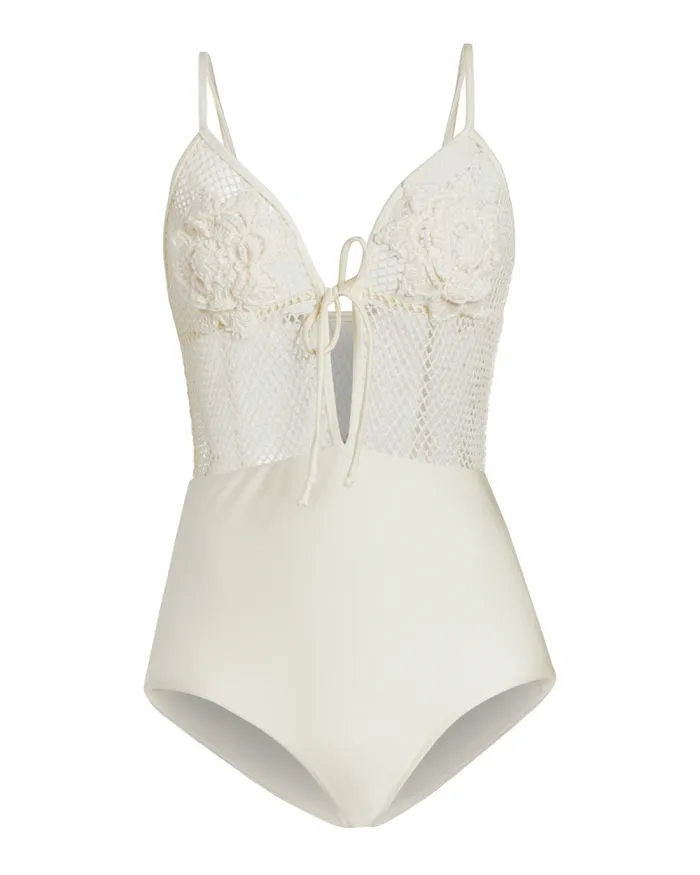 Women One Pieces PatBO Floral Crochet One Piece FINAL SALE Ivory