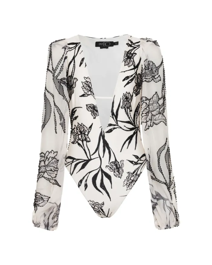 Women One Pieces PatBO IRIS LONG SLEEVE EMBROIDERED ONE PIECE Off White