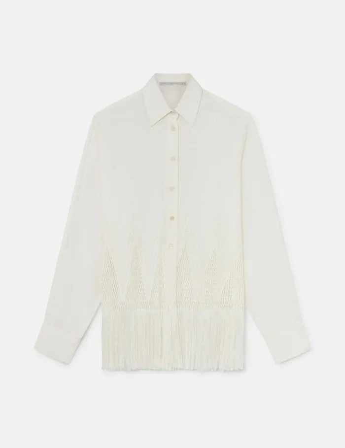 Women OpenKnit Fringe Shirt Cream Stella McCartney Shirts And Tops