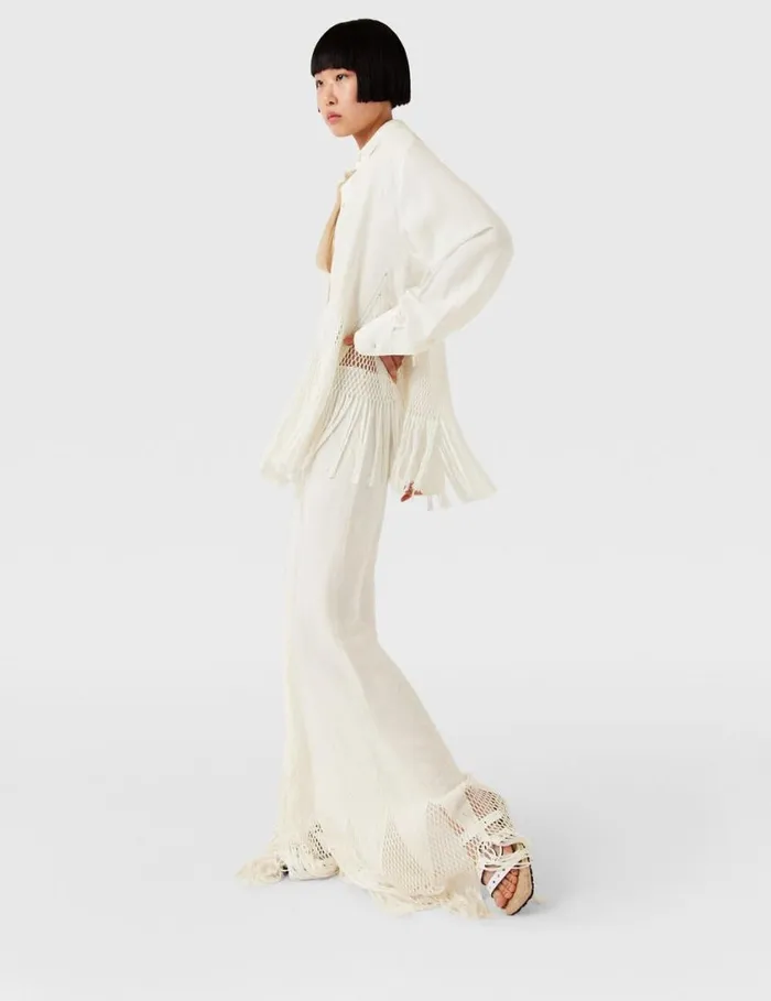 Women OpenKnit Fringe Shirt Cream Stella McCartney Shirts And Tops