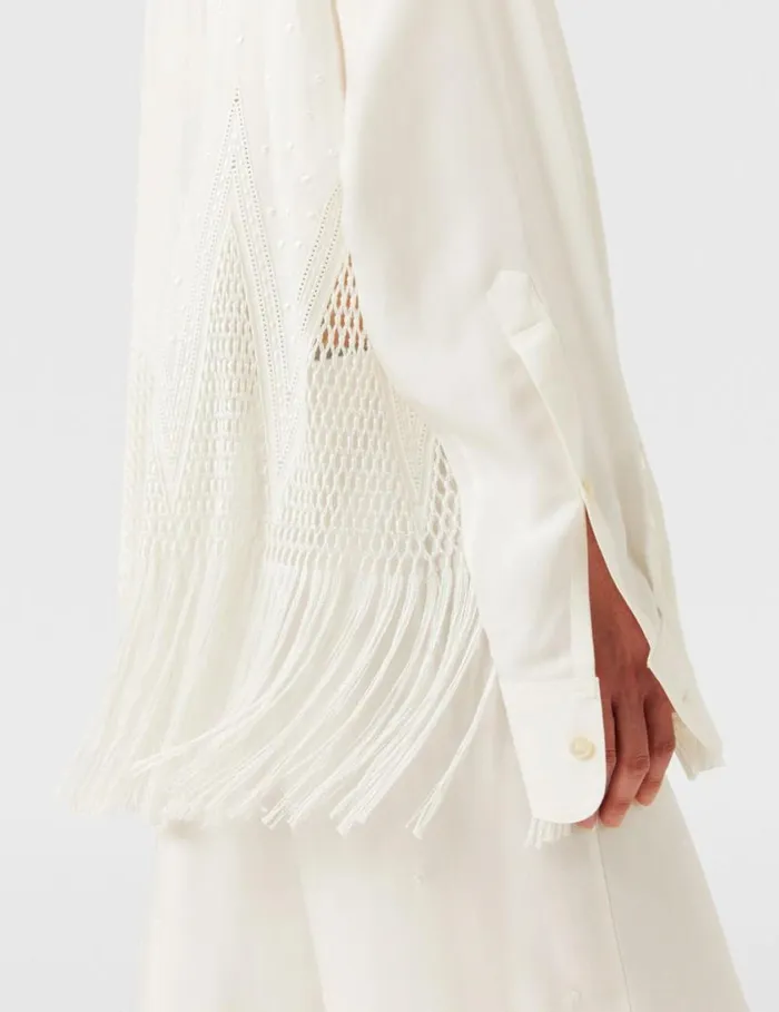 Women OpenKnit Fringe Shirt Cream Stella McCartney Shirts And Tops