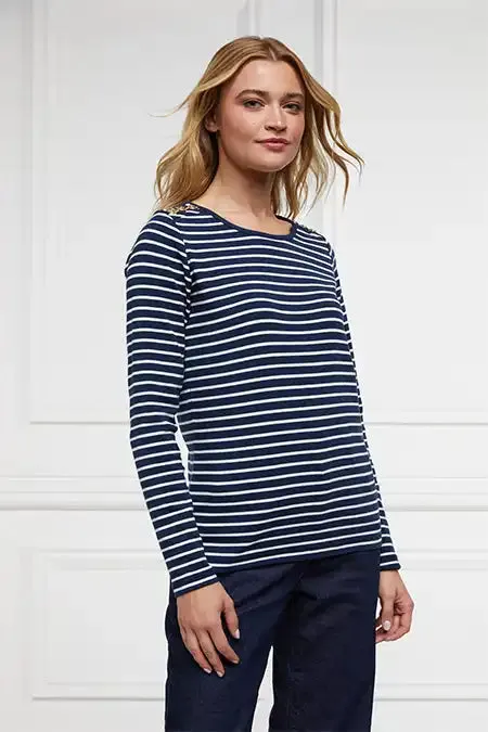 Women Padstow Long Sleeve Crew Neck Tee Ink Navy Natural Stripe Holland Cooper Tops Women Padstow Long Sleeve Crew Neck Tee Ink Navy Natural Stripe Holland Cooper Tops