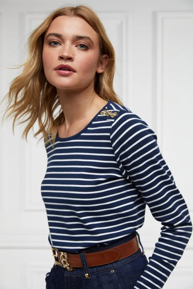Women Padstow Long Sleeve Crew Neck Tee Ink Navy Natural Stripe Holland Cooper Tops Women Padstow Long Sleeve Crew Neck Tee Ink Navy Natural Stripe Holland Cooper Tops