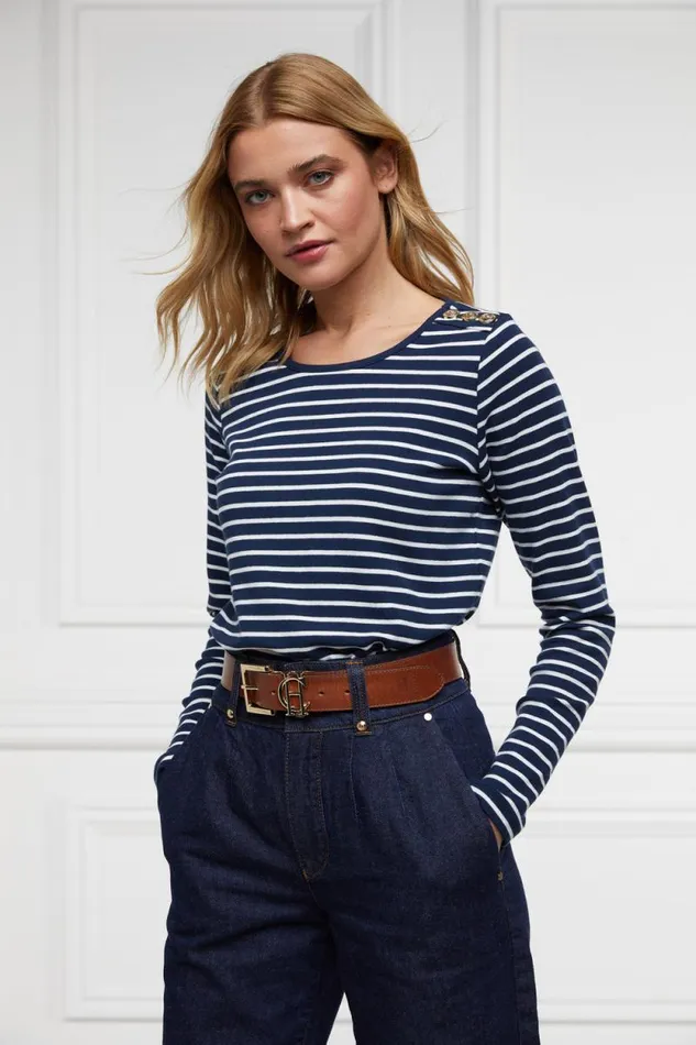 Women Padstow Long Sleeve Crew Neck Tee Ink Navy Natural Stripe Holland Cooper Tops Women Padstow Long Sleeve Crew Neck Tee Ink Navy Natural Stripe Holland Cooper Tops
