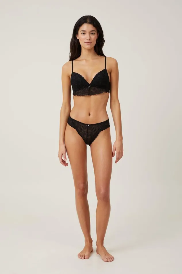 Women Panties Cotton On Aurora Lace Brasiliano Black
