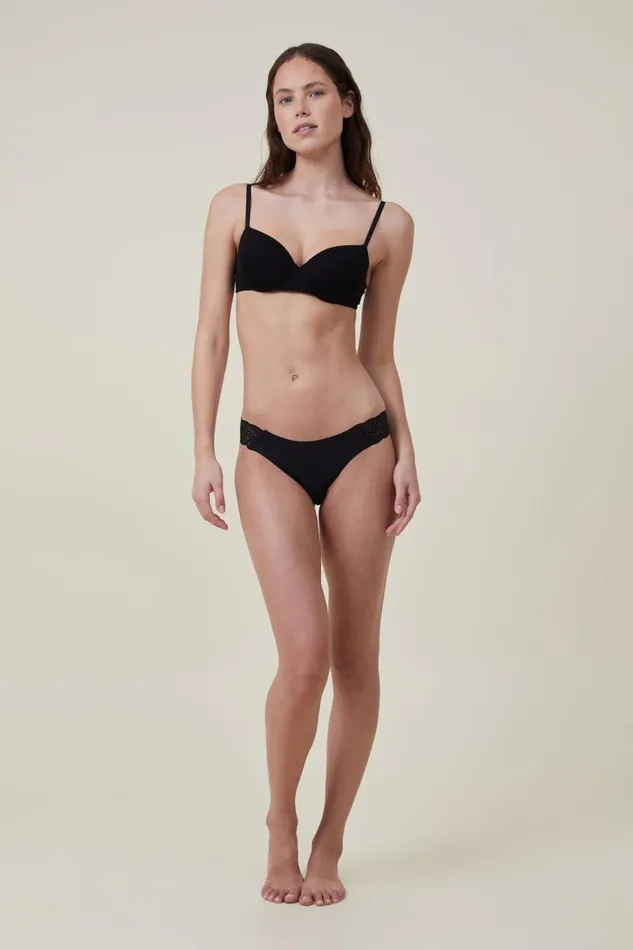 Women Panties Cotton On Party Pants Seamless Cheeky Brief Black