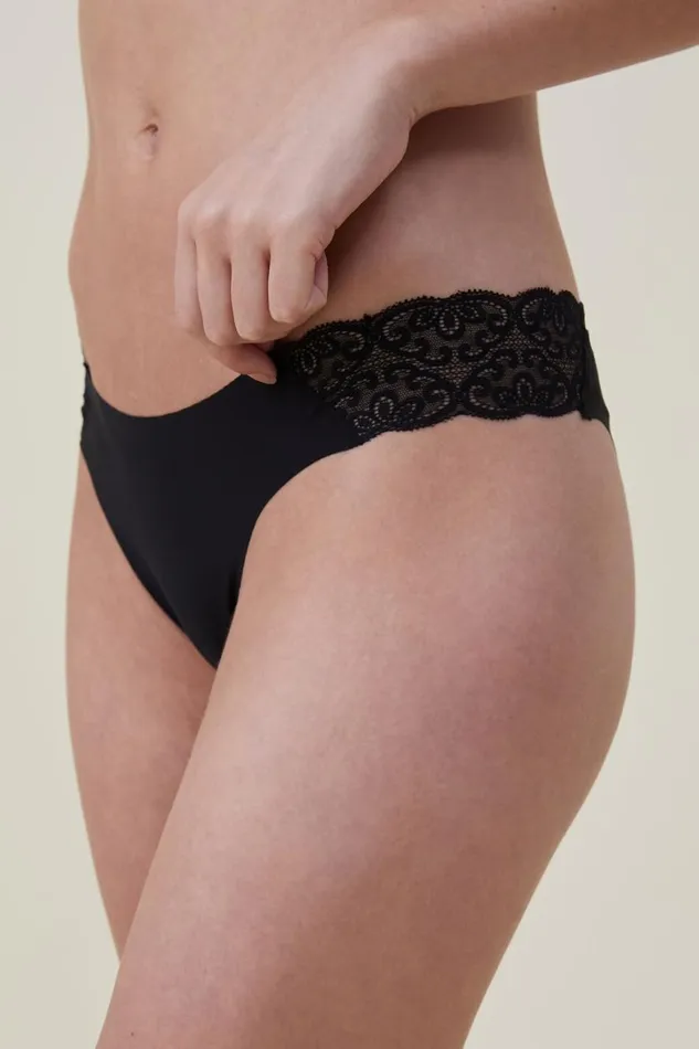 Women Panties Cotton On Party Pants Seamless Cheeky Brief Black