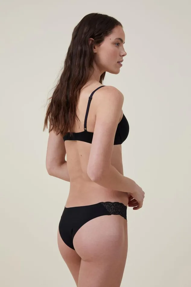 Women Panties Cotton On Party Pants Seamless Cheeky Brief Black