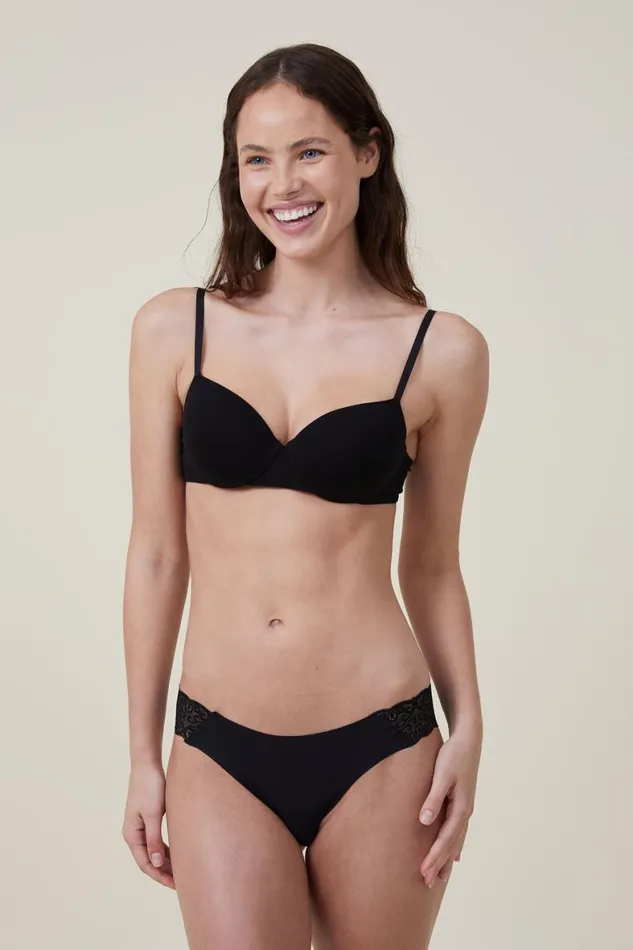 Women Panties Cotton On Party Pants Seamless Cheeky Brief Black
