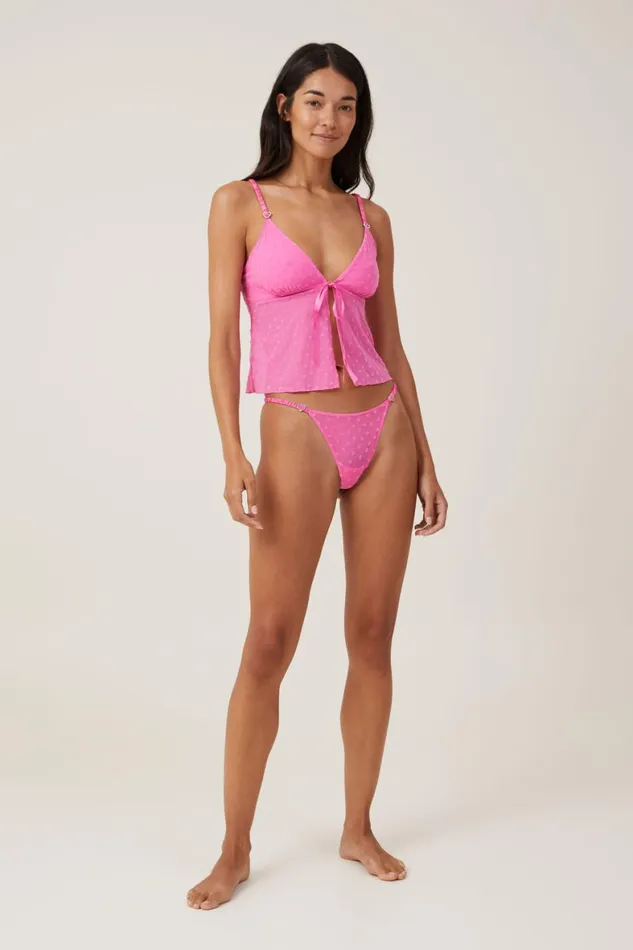 Women Panties Cotton On Sasha Flocking Mesh Tanga Thong Brief Candy Cloud