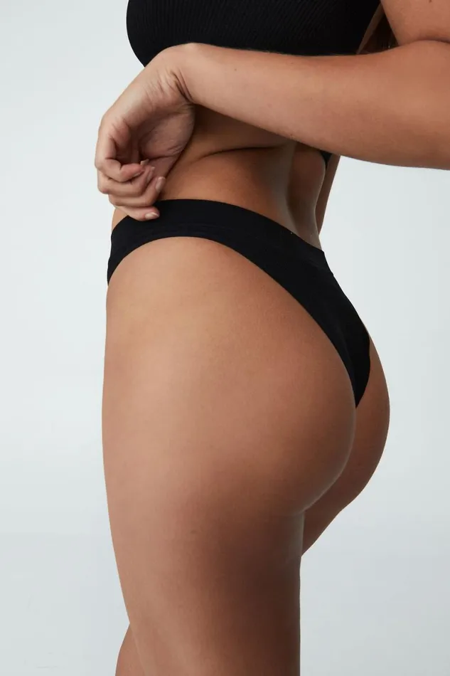 Women Panties Cotton On Seamless Hi Cut Brasiliano Black